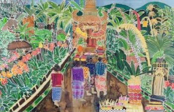 Procession, Peliatan, Bali, 1996 (coloured inks on silk) | Obraz na stenu