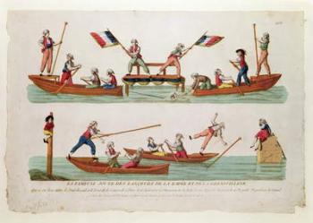 The Famous Joust between the Lancers from the Rapee and the Grenouillere which took place between the Pont Royal and the Pont de la Concorde, 15th August 1807 (coloured engraving) | Obraz na stenu