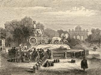 Fountain of Cibeles, Madrid, illustration from 'Spanish Pictures' by the Rev. Samuel Manning (engraving) | Obraz na stenu