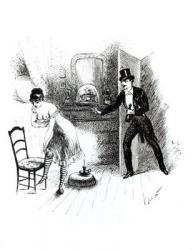 A man visiting a prostitute (engraving) (b/w photo) | Obraz na stenu