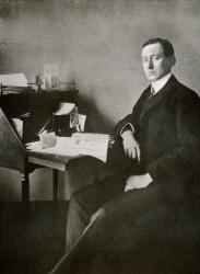Guglielmo Marconi, from 'The Year 1912', published London, 1913 (b/w photo) | Obraz na stenu