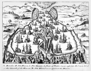 The Haven of Brindisi, illustration to 'Julius Caesar's commentaries of his wars in Gaul, and civil war with Pompey' translated into English by Martin Bladen, published 1706 (engraving) | Obraz na stenu