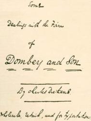 Title page to manuscript of Dombey and Son in Charles DIckens own hand writing. Charles John Huffam Dickens, 1812 1870. English writer and social critic. From The Strand Magazine, published 1896. (litho) | Obraz na stenu