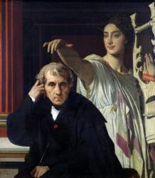 Portrait of the Italian Composer Cherubini (1760-1842) and the Muse of Lyrical Poetry, 1842 (oil on canvas) | Obraz na stenu