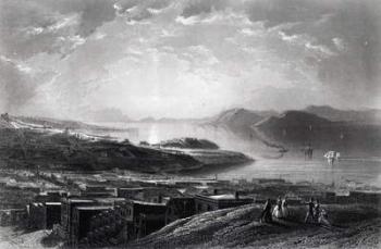 Golden Gate, from Telegraph Hill, from 'Picturesque America', by William Cullen Bryant, engraved by Edward Paxman Brandard (1819-98) c.1873 (engraving) (b&w photo) | Obraz na stenu