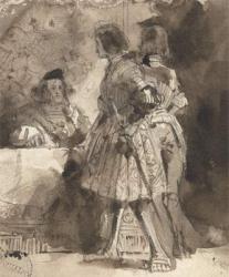 Goetz von Berlichingen before the Imperial Magistrate, c.1826 (brown wash & ink over graphite on paper) | Obraz na stenu