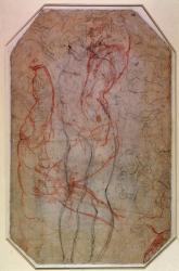 Study of Figures and the Creation of Adam (pencil & red chalk on paper) (verso) | Obraz na stenu