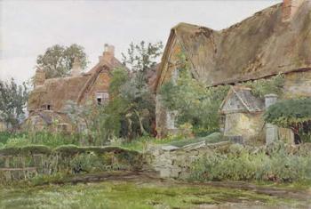 Thatched Cottages and Cottage Gardens, 1881 (w/c & graphite on paper) | Obraz na stenu