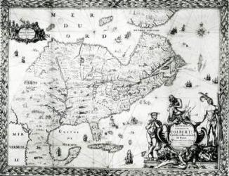 Map of New France dedicated to Colbert by Duchesneau, Intendant, 1681 (engraving) (b/w photo) (see 164769 for detail) | Obraz na stenu