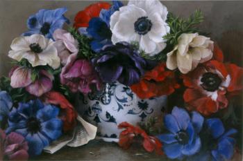 No 396, Bouquet d'anémones, 2013, oil on canvas | Obraz na stenu
