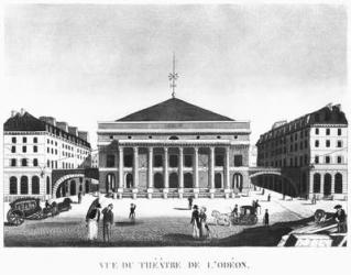 The Theatre de l'Odeon, c.1830 (engraving) (b/w photo) | Obraz na stenu