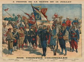Review of the 14th July, Our Colonial Troops, illustration from 'Le Petit Journal', supplement illustre, 13th July 1913 (colour litho) | Obraz na stenu