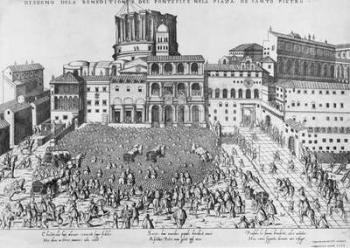 Benediction of The Pope in St.Peter's Square, c.1583 (engraving) | Obraz na stenu