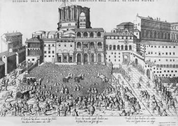 Benediction of The Pope in St.Peter's Square, c.1583 (engraving) | Obraz na stenu