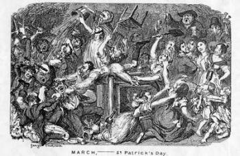March, -  St Patrick's Day, from 'The Comic Almanack', 1838 (etching) | Obraz na stenu