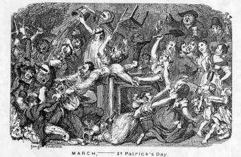 March, -  St Patrick's Day, from 'The Comic Almanack', 1838 (etching) | Obraz na stenu