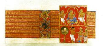 Two scenes from the Kalpasutra, Mandu, 1439 (gouache and gold on paper) | Obraz na stenu