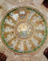 Baptism of Christ surrounded by the twelve apostles bearing crowns (mosaic) | Obraz na stenu