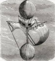 Lana's Flying Machine, from 'Wonderful Balloon Ascents or the Conquest of the Skies', by Fulgence Marion, published in c.1870 (litho) | Obraz na stenu