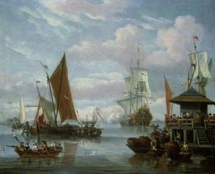 Estuary Scene with Boats and Fisherman | Obraz na stenu