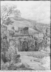 Temple of the Sibyl, Tivoli (black pencil on paper) (b/w photo) | Obraz na stenu