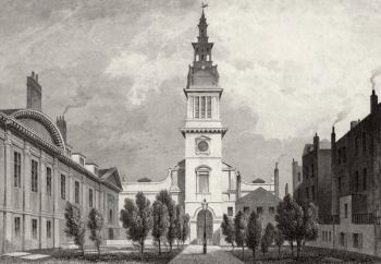 Christ Church and part of Christ's Hospital, 1831 (engraving) | Obraz na stenu