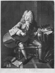 Marin Marais, 1704 (engraving) (b/w photo) | Obraz na stenu