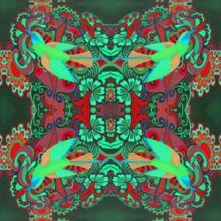 Flying bird pattern green, 2015,(oil on canvas) | Obraz na stenu