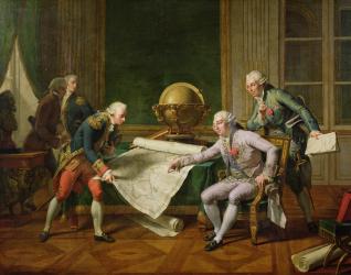 Louis XVI (1754-93) Giving Instructions to La Perouse, 29th June 1785, 1817 (oil on canvas) | Obraz na stenu