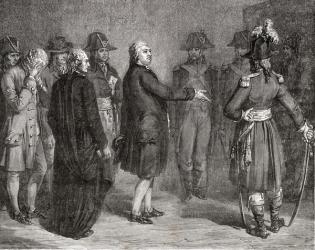 The King says 'We leave' before going to his Execution, 21 January 1793, from 'Histoire de la Revolution Francaise' by Louis Blanc (1811-82) (engraving) | Obraz na stenu