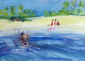 Candolim Beach, Goa, India, 1998 (oil on paper) | Obraz na stenu