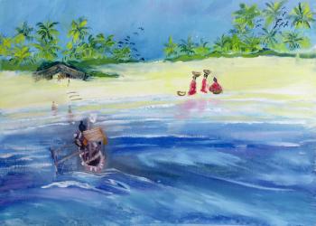 Candolim Beach, Goa, India, 1998 (oil on paper) | Obraz na stenu