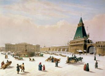 Loubyanska Square in Moscow, printed by Louis-Pierre-Alphonse Bichebois (1801-50), 1830 (colour litho) | Obraz na stenu
