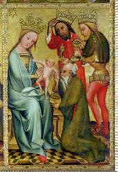 The Adoration of the Magi from the High Altar of St. Peter's in Hamburg, the Grabower Altar, 1383 (tempera on panel) | Obraz na stenu