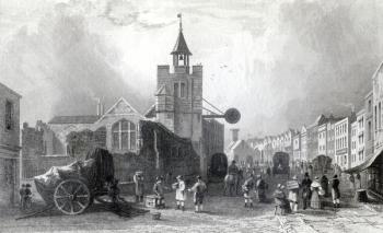 High St. with the Church of St. Nicholas, Colchester, Essex, engraved by Charles Mottram, 1831 (engraving) | Obraz na stenu