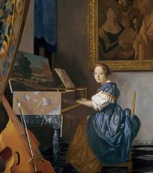 A Young Lady Seated at a Virginal, c.1670 (oil on canvas) | Obraz na stenu