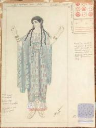 Lady-in-waiting, costume design for 'Hippolytus' by Euripides (w/c, ink & gouache on paper) | Obraz na stenu