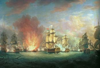 The Moonlight Battle: The Battle off Cape St Vincent, 16th January 1780 (oil on canvas) | Obraz na stenu