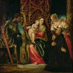 Virgin and Child between St. Justine and St. George, with a Benedictine monk (oil on canvas) | Obraz na stenu