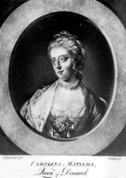 Caroline Matilda, Queen of Denmark and Norway, engraved by Brookshaw (engraving) (b/w photo) | Obraz na stenu