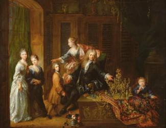 Portrait of Nicolas de Launay (1646-1727) and his Family (oil on canvas) | Obraz na stenu