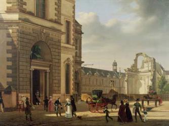 The Entrance to the Musee de Louvre and St. Louis Church, 1822 (oil on canvas) | Obraz na stenu