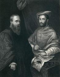 Cardinal Hippolito De Medici and Sebastiano Del Piombo (engraving) | Obraz na stenu