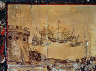 Cortes sails for Mexico, 1518 | Obraz na stenu