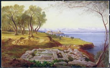 Corfu from Ascension, c.1856-64 (oil on canvas) | Obraz na stenu