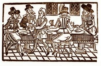 A Meal at the Inn (woodcut) | Obraz na stenu