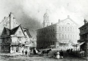 Faneuiel Hall, Boston (engraving) (b/w photo) | Obraz na stenu