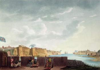 View of La Valletta during the siege of 1800, engraved by Francis Chesham, 1803 (coloured engraving) | Obraz na stenu