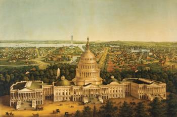 Washington, view of the city c.1868 (colour litho) | Obraz na stenu