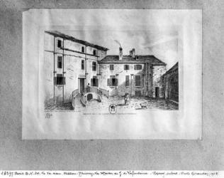 Jean de La Fontaine's (1621-95) House at Chateau-Thierry, 1838 (engraving) (b/w photo) | Obraz na stenu